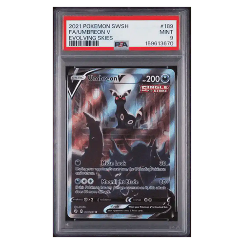 Umbreon V PSA 9 2021 Pokemon Full Art Sword & Shield Evolving Skies Card #189 - Front