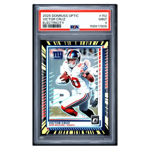 Victor Cruz PSA 9 2025 Panini Donruss Optic Electricity /75 Card #152 - Front