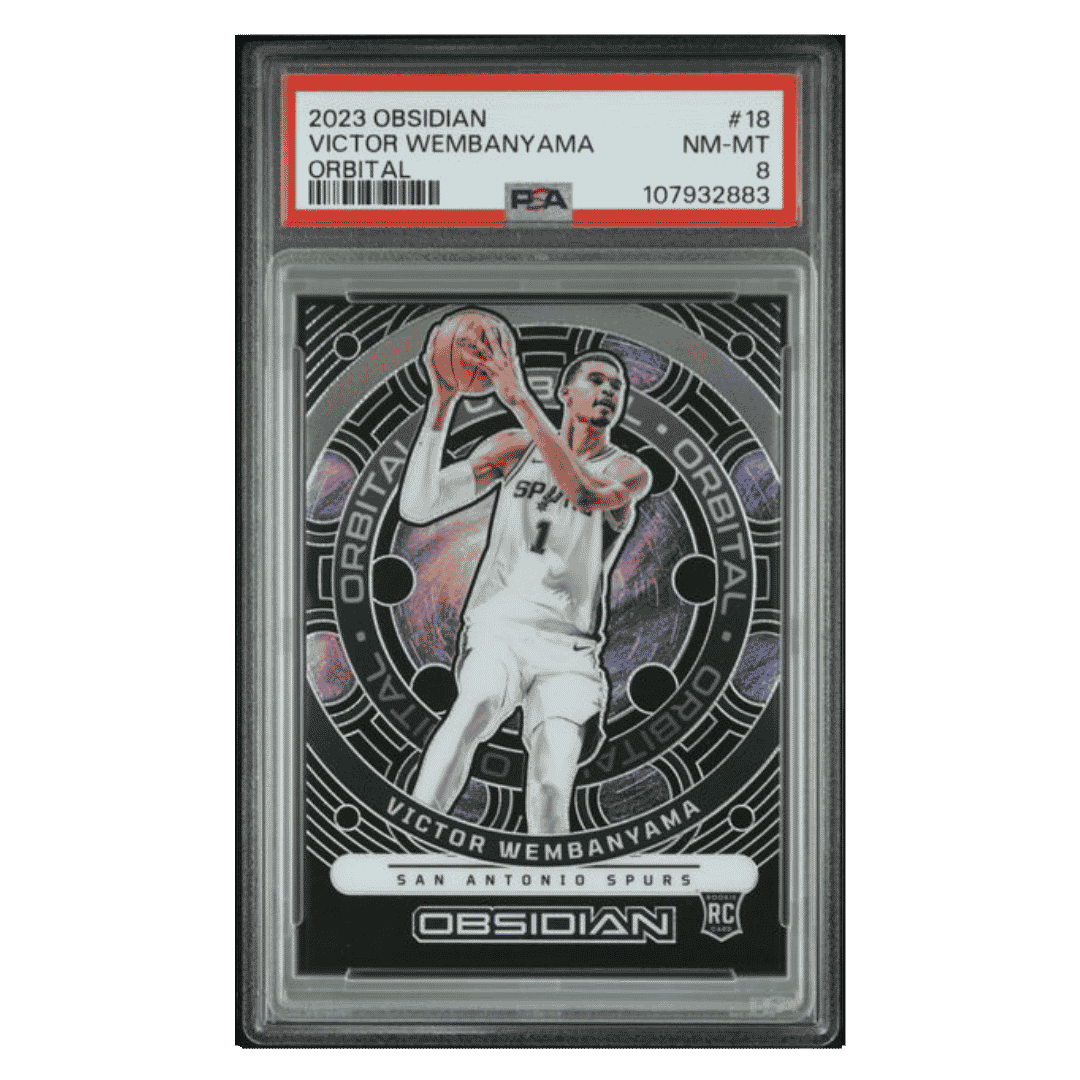 Victor Wembanyama PSA 8 2023 Panini Obsidian Orbital Rookie RC #d/ 99 Card #18 - Front