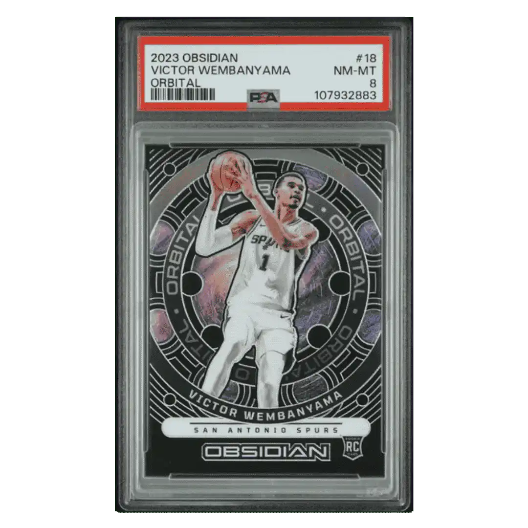 Victor Wembanyama PSA 8 2023 Panini Obsidian Orbital Rookie RC #d/ 99 Card #18 - Front
