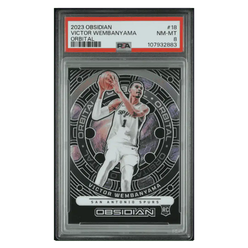 Victor Wembanyama PSA 8 2023 Panini Obsidian Orbital Rookie RC #d/ 99 Card #18 - Front