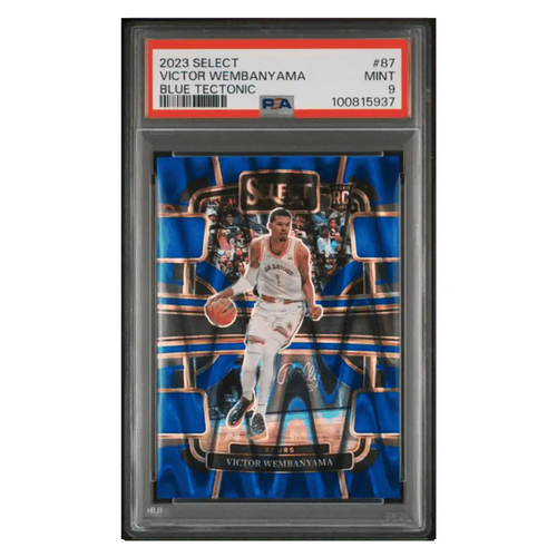 Victor Wembanyama PSA 9 2023 Panini Select Blue Tectonic Rookie RC #d/ 99 Card #87 - Front
