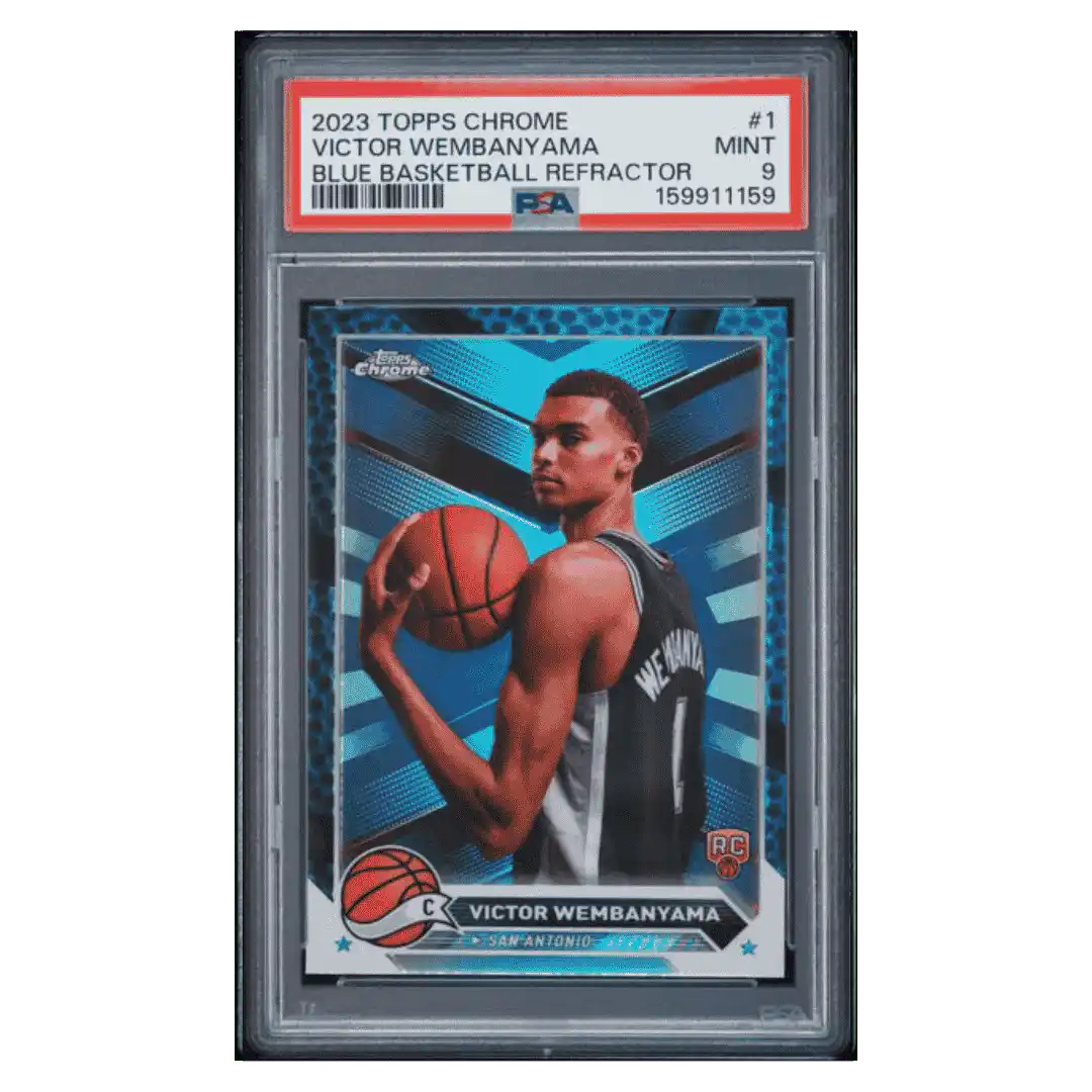 Victor Wembanyama PSA 9 2023 Topps Chrome Blue Basketball Refractor Rookie RC Card #1 - Front