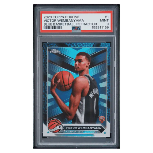 Victor Wembanyama PSA 9 2023 Topps Chrome Blue Basketball Refractor Rookie RC Card #1 - Front
