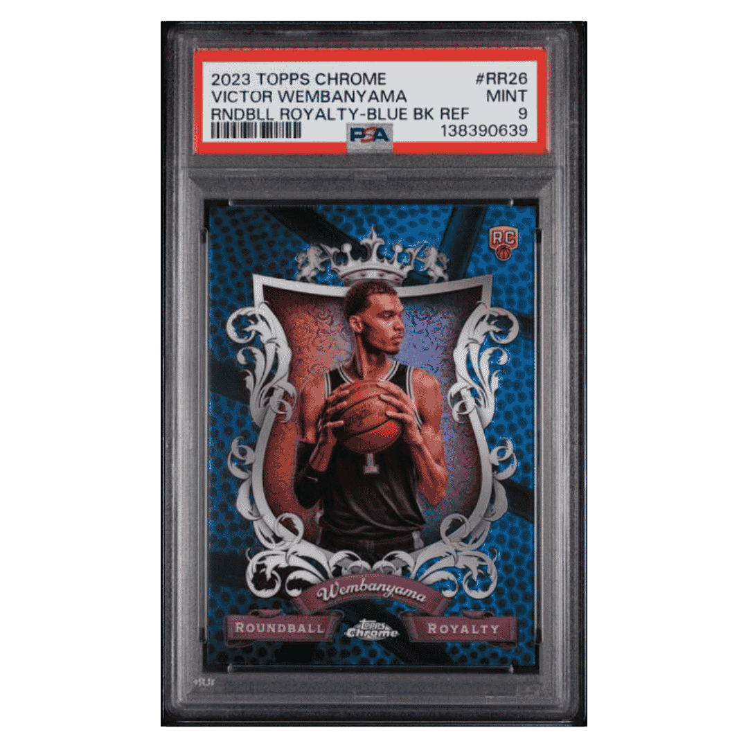 Victor Wembanyama PSA 9 2023 Topps Chrome Roundball Royalty - Blue Black Refractor Rookie RC Card #RR26 - Front