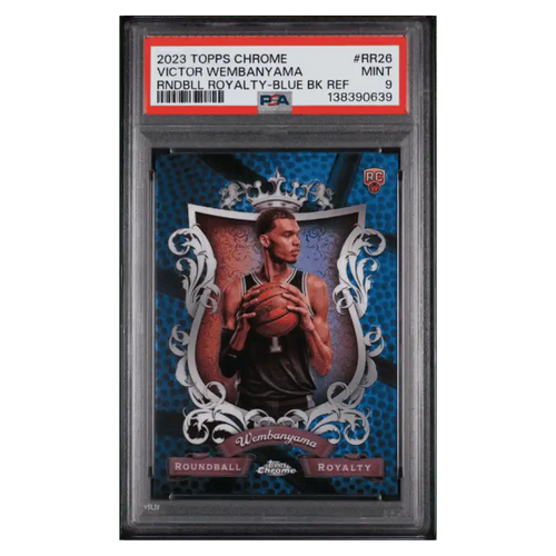 Victor Wembanyama PSA 9 2023 Topps Chrome Roundball Royalty - Blue Black Refractor Rookie RC Card #RR26 - Front