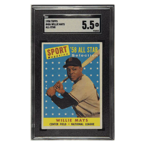 Willie Mays SGC 5.5 1958 Topps All-Star Card #486 - Front