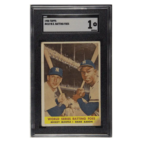 World Series Batting Foes SGC 1 1958 Topps Card #418 - Front