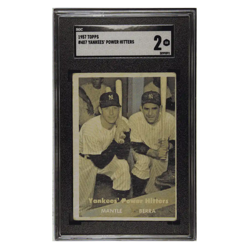 Yankees' Power Hitters SGC 2 1957 Topps Card #407 - Front