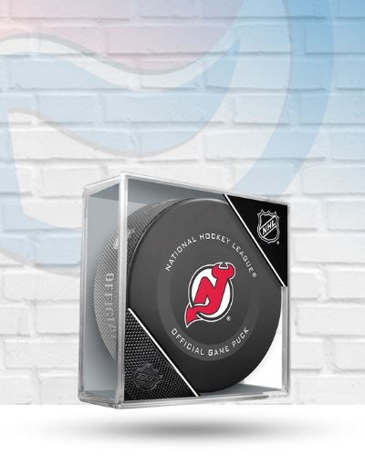 New Jersey Devils Official Game Puck Sports Memorabilia InGlassCo 