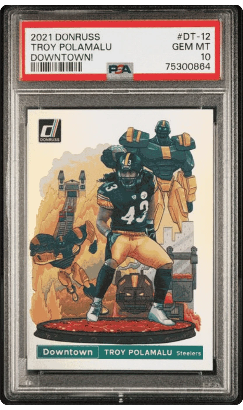 Troy Polamalu PSA 10 Donruss Downtown graded football card at Fan Cave